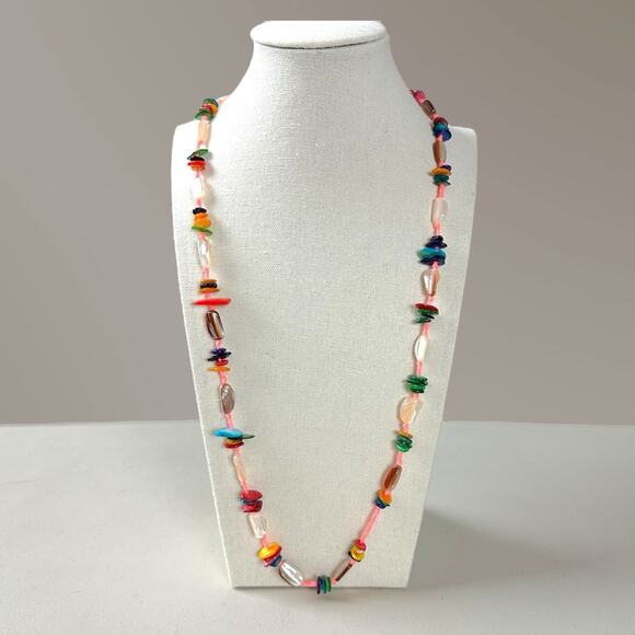 Free People Ariana Ost At The Market Necklace Pink NWT Belly Chain Shells Beach - Picture 2 of 16